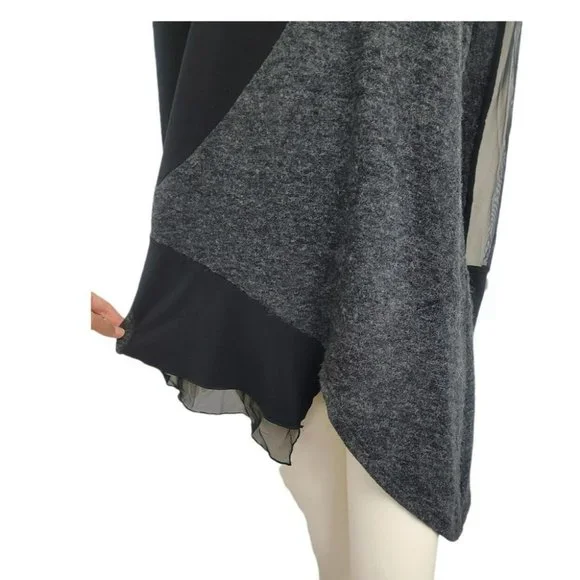 Sympli Tangent Tunic Sweater Mixed Media Lagenlook Hem Mesh Sleeve Knit Top 6-8 - Picture 5 of 12